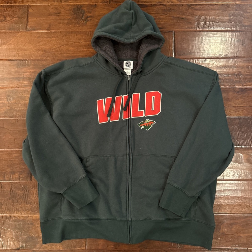 NHL Minnesota Wild Hockey Full Zip Fleece Lined Hoodie Size 3XL  Embroidered